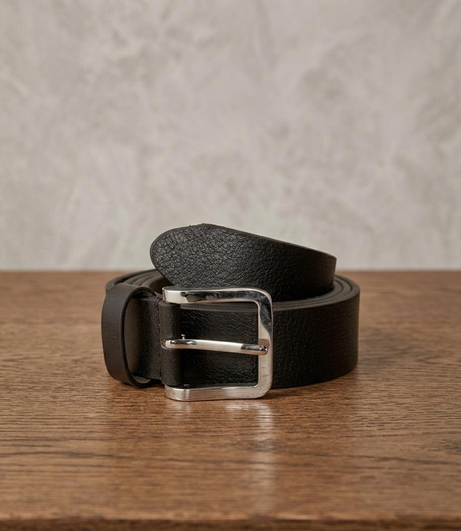 Formal Men’s Genuine Leather Belt – Sleek Midnight Black