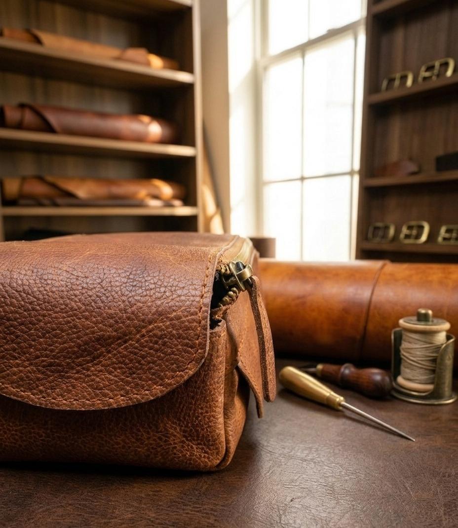 Premium Handcrafted Genuine Leather Utility Pouch – Compact Travel & Everyday Organizer