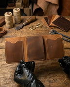 FAUMA Slim Black Leather Card Holder Wallet