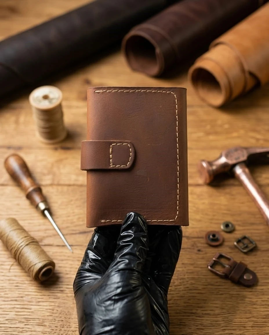 FAUMA Slim Black Leather Card Holder Wallet