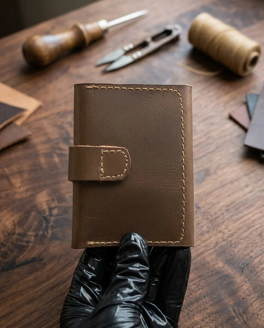 FAUMA Slim Black Leather Card Holder Wallet