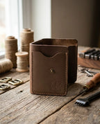 FAUMA Slim Black Leather Card Holder Wallet