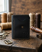 FAUMA Slim Black Leather Card Holder Wallet