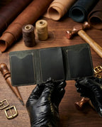 FAUMA Slim Black Leather Card Holder Wallet
