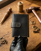 FAUMA Slim Black Leather Card Holder Wallet