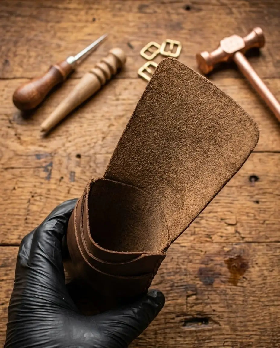 FAUMA Rugged Brown Leather Compact Wrap Wallet