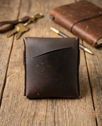 FAUMA Rugged Brown Leather Compact Wrap Wallet