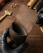 FAUMA Rugged Brown Leather Compact Wrap Wallet