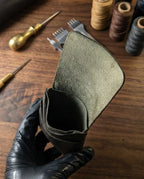 FAUMA Rugged Brown Leather Compact Wrap Wallet