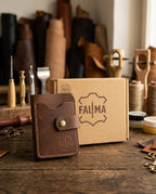 FAUMA Slim Black Leather Card Holder Wallet