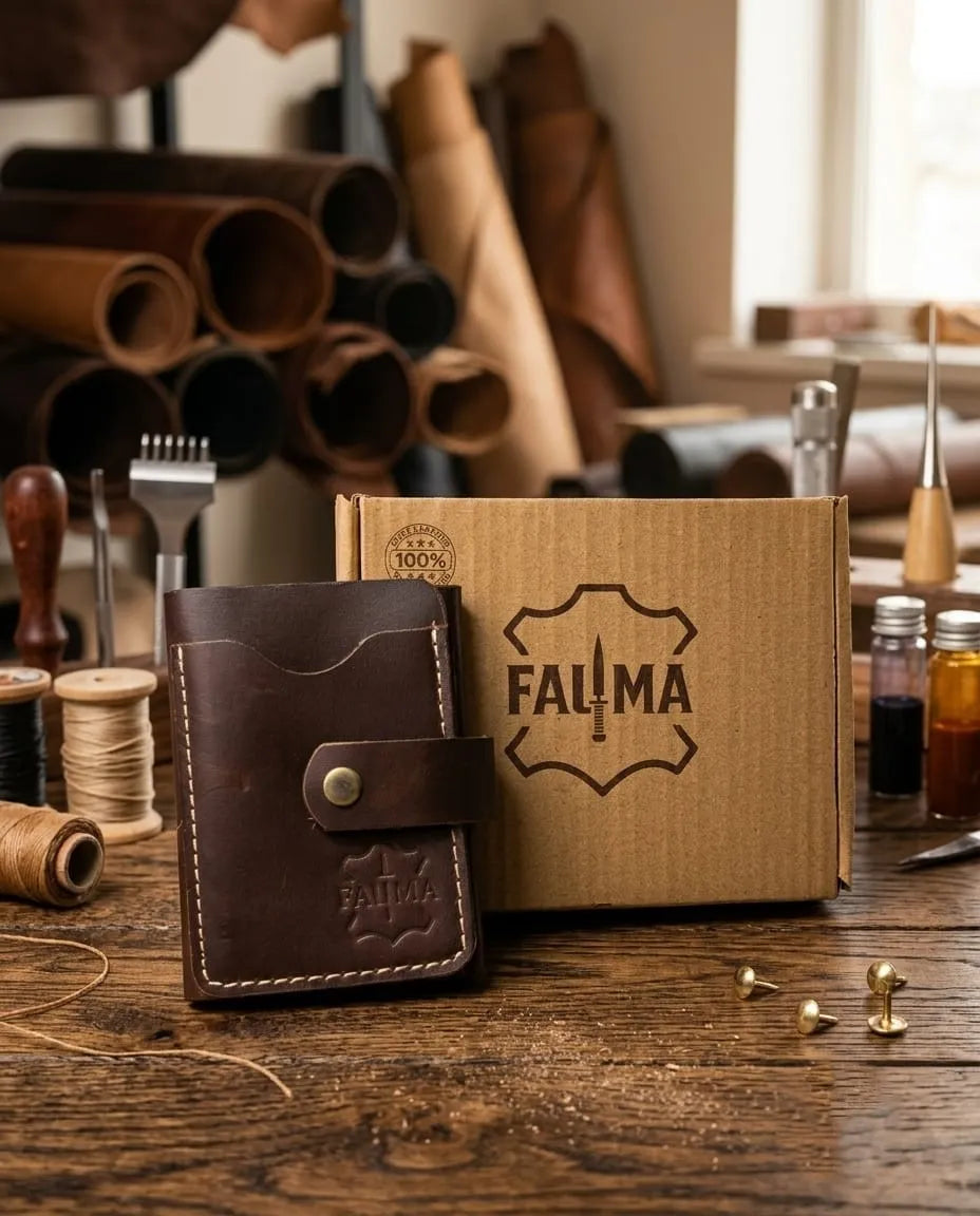 FAUMA Slim Black Leather Card Holder Wallet