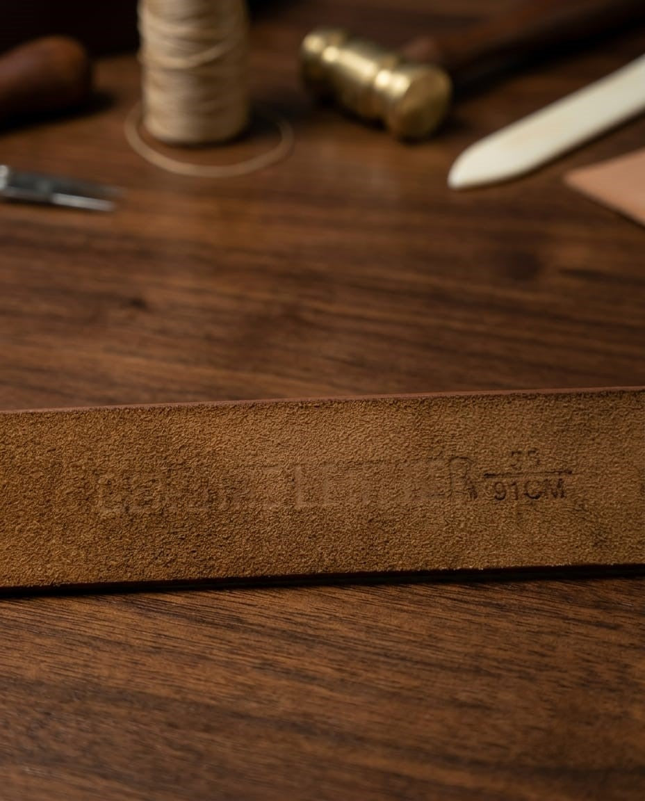 FAUMA Tan Genuine Leather Belt with Silver Pin Buckle